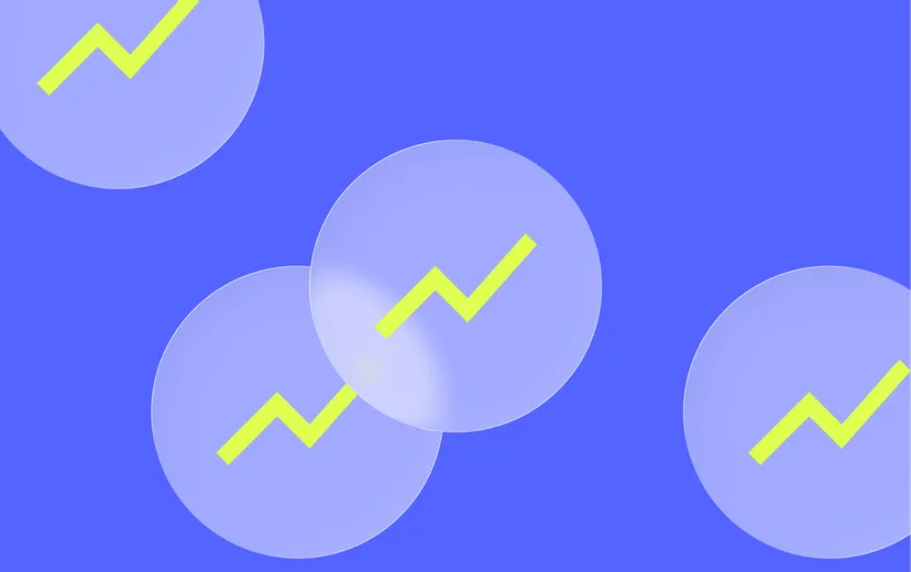 Rising charts representing money growing over time